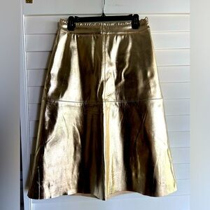 NWT Wyse Gold Metalic Faux Leather Midi Skirt